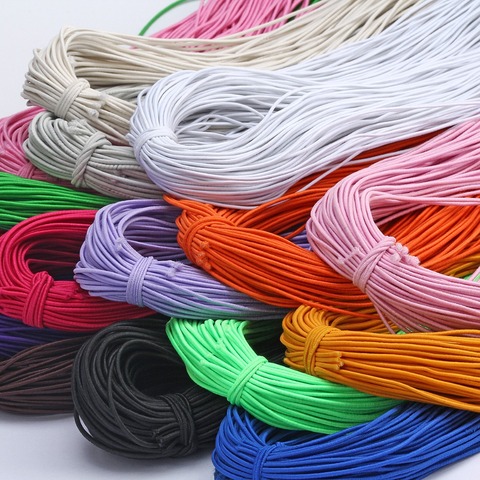 Bandas Elásticas redondas de colores de 1mm, cuerda elástica redonda de alta elasticidad, banda de goma elástica, accesorios de costura DIY, 8 m/lote ► Foto 1/6