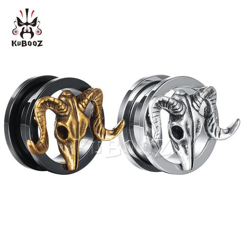 2022 KUBOOZ Piercing Acero inoxidable tapones para los oídos tornillo oreja trasera túnel Cabeza de Vaca joyería oreja calibradores par venta ► Foto 1/6