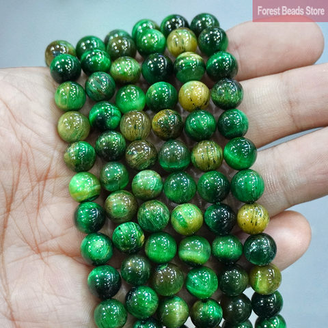 Cuentas verdes Multicolor de ágatas de ojo de tigre piedra redonda Natural para la fabricación de joyas, accesorios para pulseras y pendientes Diy de 15 pulgadas 6/810MM ► Foto 1/2