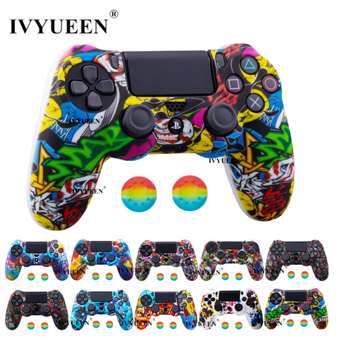 IVYUEEN, funda protectora de piel de camuflaje de silicona en 44 colores para Sony Dualshock 4 PS4 DS4 Pro, control Delgado, empuñaduras de pulgar, tapas de Joystick ► Foto 1/6