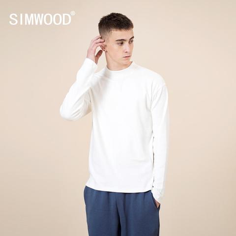 SIMWOOD-Camisetas Básicas de manga larga para hombre, camisa informal suave y cómoda de talla grande, jerséis, SJ130804, novedad de Primavera de 2022 ► Foto 1/6