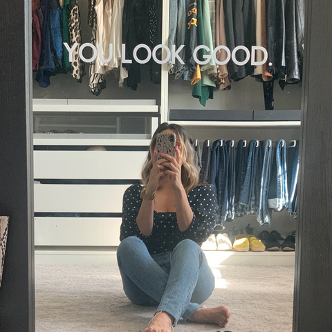 You Look-pegatina de espejo para pared de baño, pegatina de vinilo con cita motivadora para selfis, decoración del hogar ► Foto 1/4