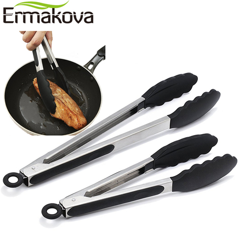 Ermaova-Pinza de silicona para barbacoa, para ensalada y pan, antiadherente, para cocina, barbacoa, para asar, con cierre de junta ► Foto 1/6