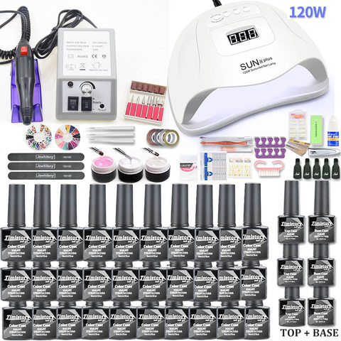 Conjunto de uñas de Gel 120W lámpara UV secador de uñas para manicura Gel taladro eléctrico de uñas para arte de uñas manicura máquina herramientas de corte ► Foto 1/6