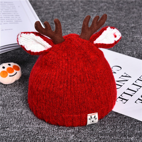 Gorro de invierno con dibujos animados de alce para bebé, gorro de punto para niño, gorra con protección para las orejas, gorra tejida para niños ► Foto 1/6