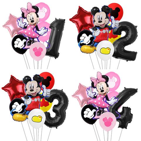 Comprar Online 7 Unids Lote Globos Minnie Mickey Mouse Cumpleanos Fiesta Decoraciones Para Baby Shower Decoracion Ninos Fiesta Globo De Mickey Aire Globos Alitools