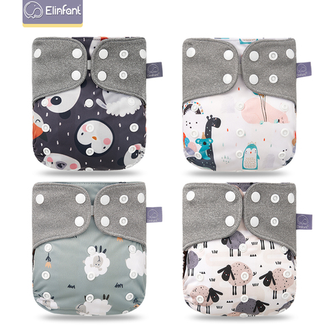Elinfant-4 pañales lavables para bebé, cubierta de pañal de tela de café, ajustable y reutilizable, de bolsillo, envío gratis ► Foto 1/6