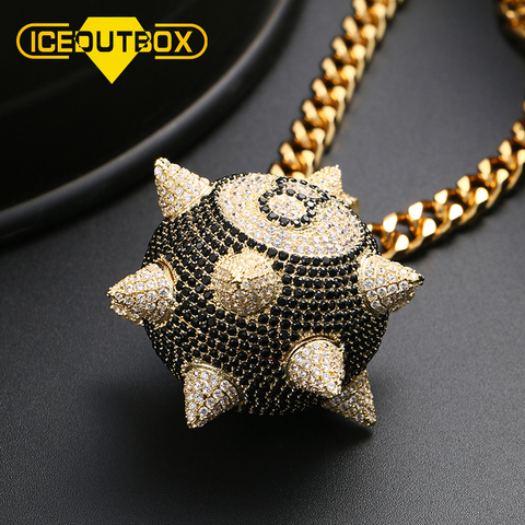 Collar con colgante redondo de billar grande para hombre y mujer, personalidad exagerada, con diamantes de imitación, circonita cúbica AAA, joyería de Rock de Hip Hop ► Foto 1/6