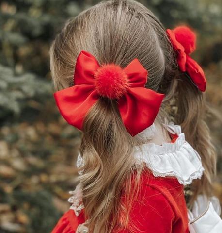 Horquillas de cinta para el pelo para niña y niño, pompón de pelo de visón con bola, pasadores de pelo encantadores, horquilla de lazo grande, accesorios para el cabello ► Foto 1/6