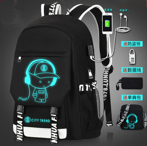 Mochila de 17 pulgadas para niños y niñas, morral escolar luminoso con carga USB, dibujos animados en 3D, mochila escolar para adolescentes ► Foto 1/6