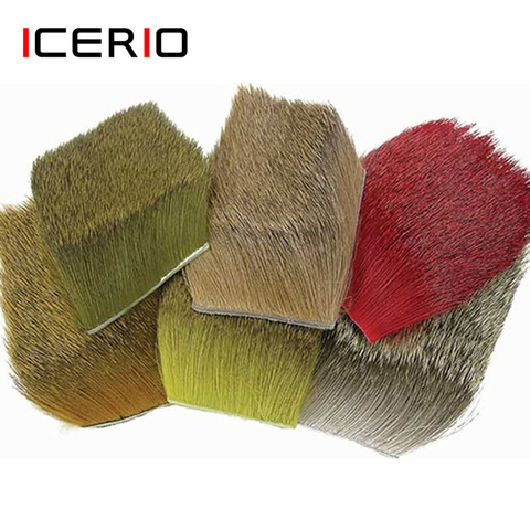 ICERIO-pelo de ciervo Natural para atado de moscas, 5 piezas, moscas secas, tolva, alas Caddis y cuerpo, Material giratorio para fabricación de bichos de lubina ► Foto 1/5