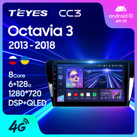 TEYES-Radio Multimedia CC3 con GPS para coche, Radio con reproductor de vídeo, navegador estéreo, Android 10, 2 din, dvd, para Skoda Octavia 3, A7, 2013, 2014, 2015, 2016, 2022 ► Foto 1/6