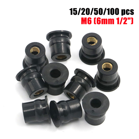 Cubierta de carenado para parabrisas de M6, accesorios universales para tornillos de tuercas Rawlnut de goma de 6mm y 100 pulgadas, 15, 20, 50 y 1/2 Uds. ► Foto 1/6