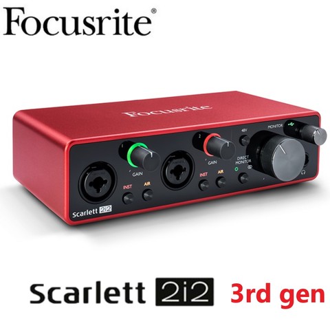 FOCUSRITE-tarjeta de sonido profesional Scarlett 2i2 de 3. ª generación, interfaz de audio USB con micrófono preamplificador, nueva actualización ► Foto 1/5