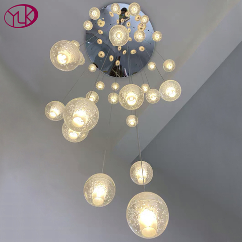 Youlaike-Lámpara de araña moderna de lujo, iluminación LED de Cristal de escalera grande, accesorios de iluminación, colgante de acero pulido, Lustre de Cristal ► Foto 1/1