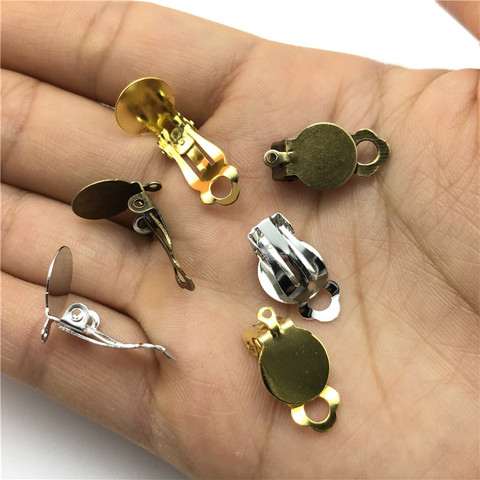 30 Uds Clips de pendientes No perforado de vidrio foto de vidrio Cabochon ajustes Cameo Base para hacer joyería DIY hecho a mano pendientes ► Foto 1/6