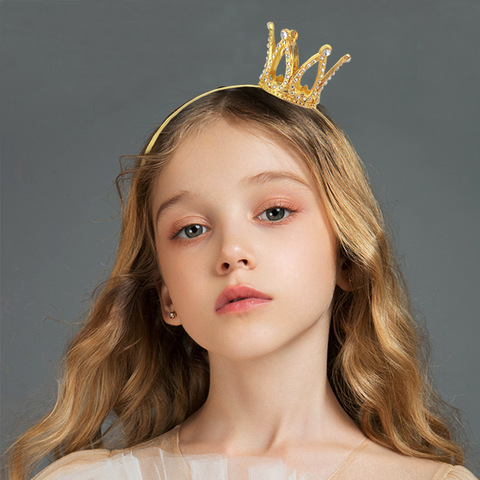 Joyería de moda para el cabello pequeña Tiara para chica diadema de Color dorado Tiara de cristal bonita corona para niña diademas para mujer ► Foto 1/6