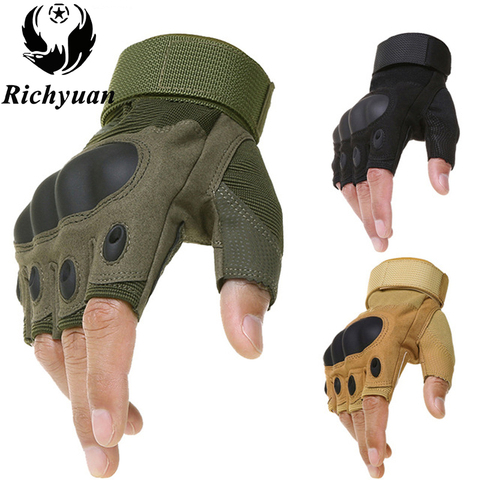 Guantes de combate militares para hombre, guantes tácticos para exteriores, de medio dedo, para caza y Tiro ► Foto 1/6