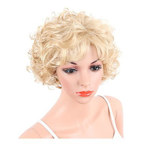 HAIRJOY-Peluca de cabello sintético para mujer, pelo corto rizado Rubio, envío gratis ► Foto 1/6