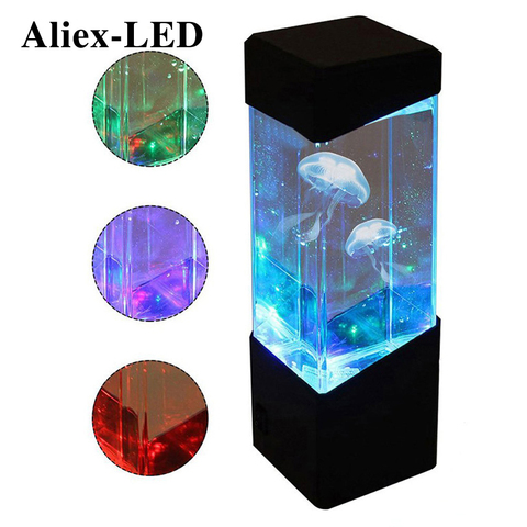 Luz de noche LED 3D decoración de dormitorio escritorio lámpara lámparas con Medusa del tanque del acuario luces de escritorio mesita de noche regalo decorativo Lámpara decorativa ► Foto 1/6