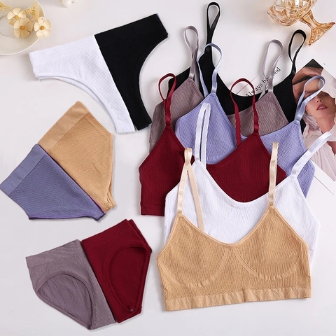 Conjunto de sujetador de realce para mujer, Bralette Sexy, ropa interior sin costuras para Fitness, lencería deportiva, camisetas cortas sin mangas, S-XL ► Foto 1/6