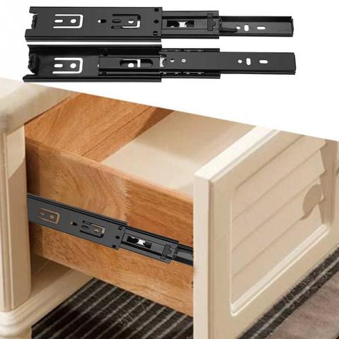 Deslizadores de cajón corto para el hogar, riel guía de extensión completa, conjunto de accesorios de Hardware para armario, cocina, acero, Mini ► Foto 1/6