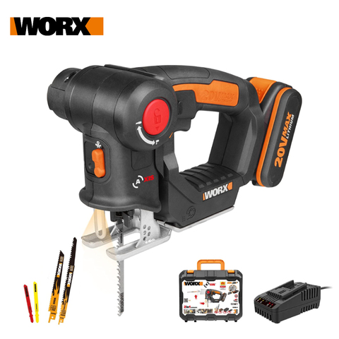 Worx-Sierra eléctrica de 20V WX550, sierra alternante inalámbrica, Rompecabezas 2 en 1, Sierra de calar recargable, multiusos, herramienta de mano ► Foto 1/6