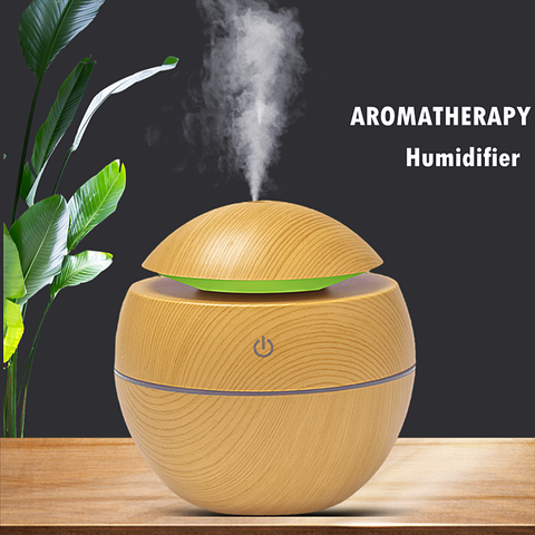 Mini humidificador de aire ultrasónico difusor de Aroma USB, luz LED de noche de grano de madera, difusor de aceite esencial eléctrico, aromaterapia para el hogar ► Foto 1/6