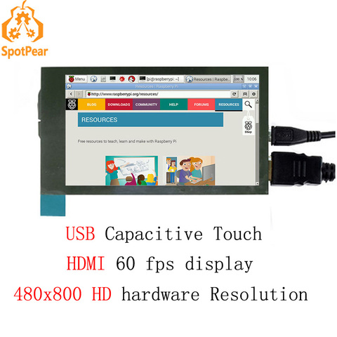 Raspberry Pi-pantalla táctil LCD capacitiva para Raspberry Pi 4B 3B + zero W, 3,5 pulgadas, 3,5 pulgadas, HDMI, 480x800 HD ► Foto 1/5