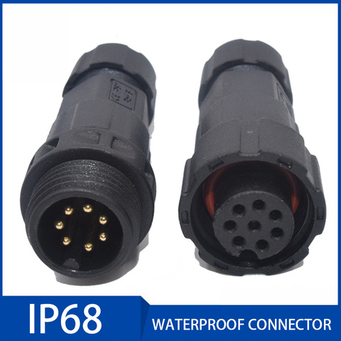 Conector de Cable eléctrico resistente al agua, Conector de Cable eléctrico resistente al agua IP68, 15A, 2/3/4/4/5/6/7/8/9/10 Pines, enchufe Dustrial conectado rápido ► Foto 1/5