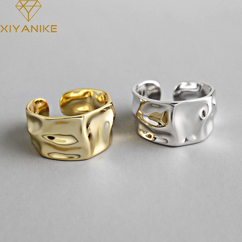 XIYANIKE-Anillos de Compromiso de Plata de Ley 925 para mujer, pareja de joyas geométricas irregulares hechas a mano, regalos de San Valentín ► Foto 1/6