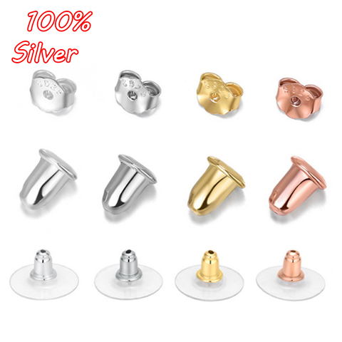 10 unids/lote pendiente de plata 925 pendientes de espalda de pergaminos oído hallazgos DIY bloqueado tapas pendiente espalda tapones oído Accesorios ► Foto 1/5