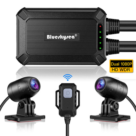 Blueskysea-cámara de salpicadero B1M para motocicleta, Mini cámara de salpicadero Dual HD, 1080P, DVR, sin pantalla, gran angular de 135 °, IP67, impermeable, GPS, cámara de moto ► Foto 1/6