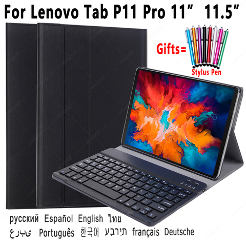 Funda con teclado para Lenovo Tab P11 Pro 11, 11,5, Tab-J606F, Tab-XJ706F, ruso, español, árabe, hebreo, coreano, tailandés, teclado portugués ► Foto 1/6