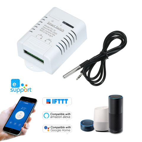 EWeLink-interruptor inteligente TH-16 Wifi, 16A/3500W, control de temperatura, resistente al agua, Kit de automatización del hogar inalámbrico para Alexa, Google Home ► Foto 1/6