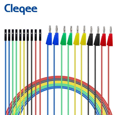 Cleqee-cable de puente de cabeza hembra a 4mm, Conector de Banana apilable para placa de pruebas PCB, Kit DIY, 10 Uds. Dupont P1530 ► Foto 1/6