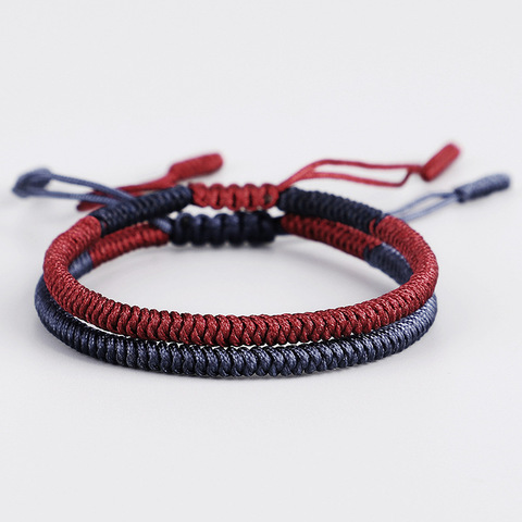 Budista Tibetano suerte encanto pulseras tibetanas para los hombres y las mujeres hecho a mano nudos carmesí Marina cuerda regalo de Navidad pulsera de hilo ► Foto 1/6