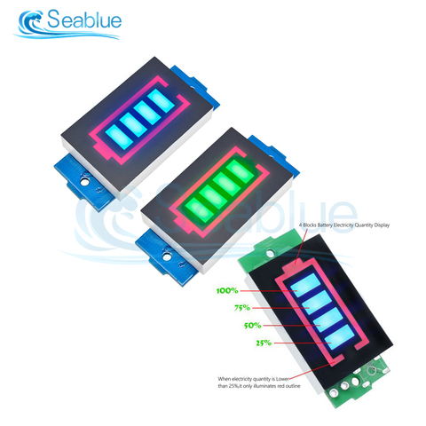 Módulo de batería de litio con pantalla azul/verde para vehículo eléctrico medidor de corriente Lipo, serie 1S, 2S, 3S, 4S, 6S, 7S ► Foto 1/6