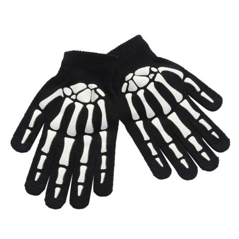 Guantes Unisex de goma antideslizantes para adultos y niños, de invierno, con dedos completos, para Halloween, calavera de Horror, garra, esqueleto, para exteriores ► Foto 1/6