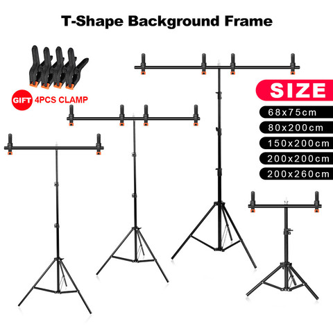 Soportes de fondo en forma de T para fotografía, sistema de soporte para portarretratos con abrazaderas para estudio de vídeo Chroma Key ► Foto 1/5