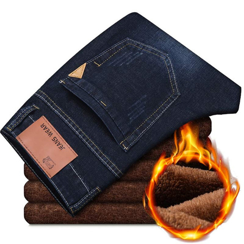 Pantalones vaqueros cálidos para hombre, Jeans de alta calidad de marca famosa, para otoño e invierno, cálidos y suaves, 2022 ► Foto 1/6