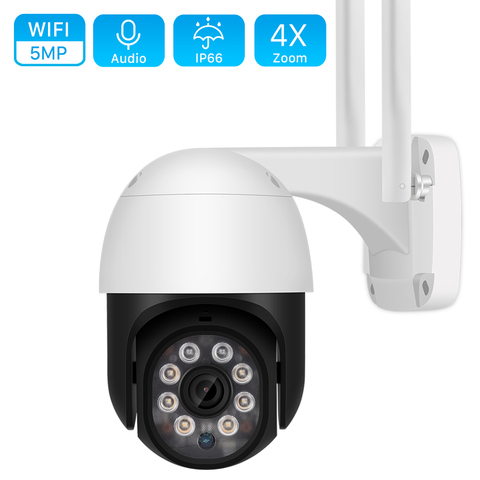 Cámara WiFi PTZ de 5MP para exteriores, videocámara de detección humana, Audio bidireccional, bricolaje, alarma de sonido, IP, Audio, visión nocturna IR, videovigilancia ► Foto 1/6