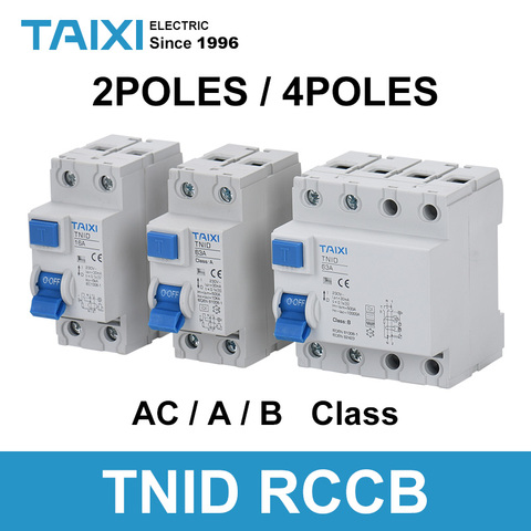 Disyuntor eléctrico de corriente Residual de tipo A electromagnético RCCB Clase B 4P 63A 2P AC 40A RCBO ► Foto 1/1