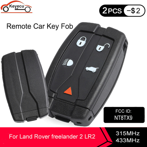 KEYECU funda de mando a distancia inteligente 5 botones 315MHz / 433MHz ID46 Chip para Land Rover freelander 2 LR2 FCC ID: NT8TX9 con llave pequeña ► Foto 1/5