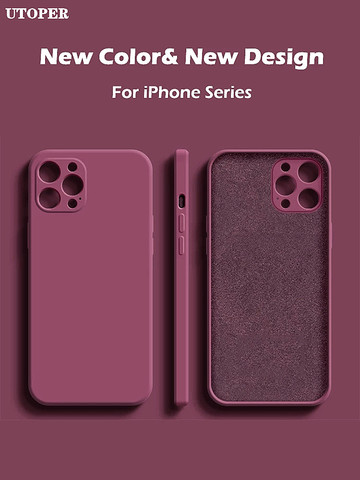 UTOPER-funda cuadrada de silicona líquida para iPhone, funda protectora completa para iPhone 11, 12 Pro, Max, XS, MAX, XR, X, 7, 8 PLUS, SE2 ► Foto 1/6