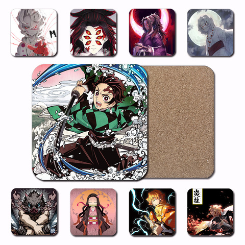 Póster de Demon Slayer Kimetsu no Yaiba, posavasos de MDF, Tanjirou, Nezuko, estampado de Anime, decoración de la habitación del hogar, tapete decorativo para fiesta ► Foto 1/6