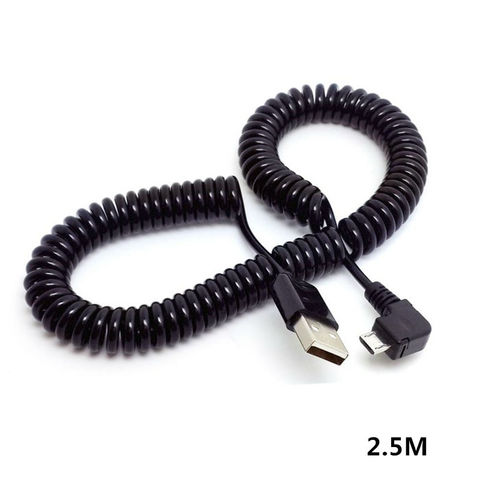 Cable de carga de datos retráctil para teléfonos Samsung y Android, Cable Micro USB de ángulo de 90 grados, 1M, 3M ► Foto 1/5