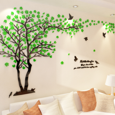 Árbol grande DIY acrílico 3d pegatina de pared sala de estar dormitorio pegatinas de pared decoración de pared de fondo de TV decoración del hogar gran oferta ► Foto 1/5