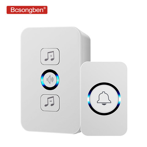 Bcsongben timbre inalámbrico impermeable 1 botón 1 receptor 300M control remoto smart home hotel anillo de puerta inalámbrico US plug ► Foto 1/6