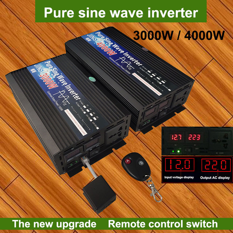 Inversor de onda sinusoidal pura, convertidor de energía Solar de voltaje 12V 24V 48V 60V 220V 3000w 4000w 12V 220V con Control remoto DIY ► Foto 1/6